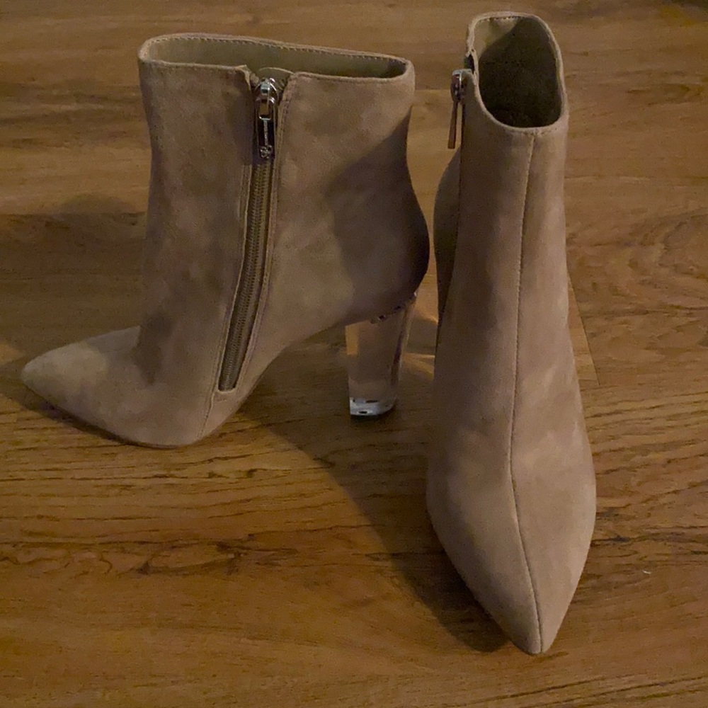 Clear heel booties